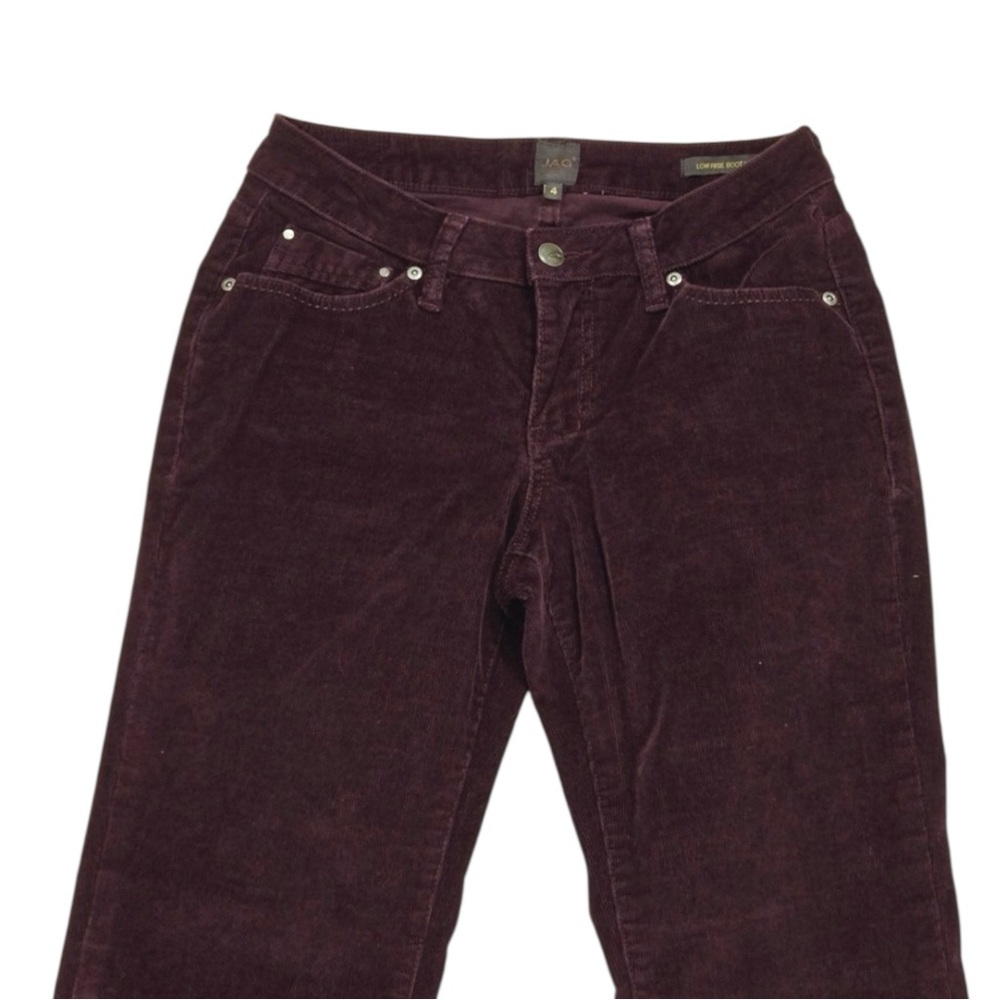 JAG Low Rise Boot Leg Stretch Corduroy Pants in Dark Burgundy Size 10 - Picture 4 of 12